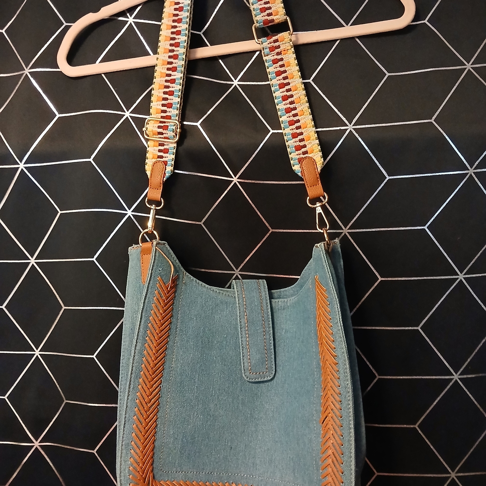 Stylish Denim and Tan Women's Bag